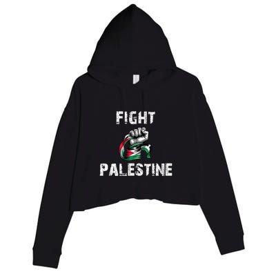 I Love Free Palestine Flag Save Gaza Crop Fleece Hoodie