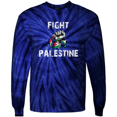 I Love Free Palestine Flag Save Gaza Tie-Dye Long Sleeve Shirt