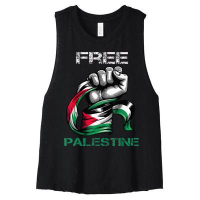 I Love Free Palestine Flag Save Gaza Strip Palestinian Women's Racerback Cropped Tank