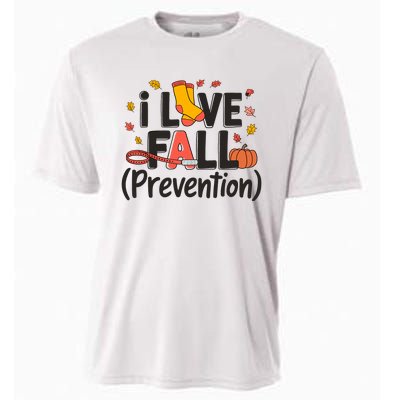 I Love Fall Prevention Nurse Retro Thanksgiving Autumn Cooling Performance Crew T-Shirt