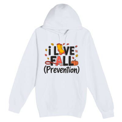 I Love Fall Prevention Nurse Retro Thanksgiving Autumn Premium Pullover Hoodie