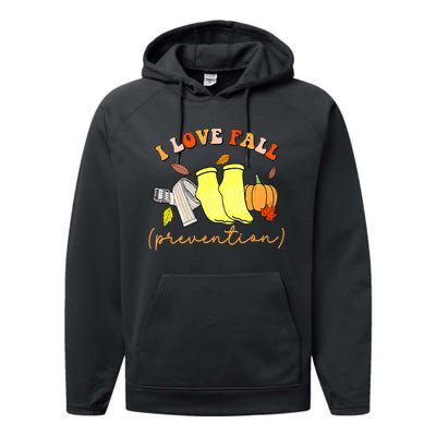 I Love Fall Prevention Socks Thanksgiving Autumn Quote Performance Fleece Hoodie