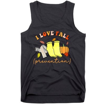 I Love Fall Prevention Socks Thanksgiving Autumn Quote Tank Top