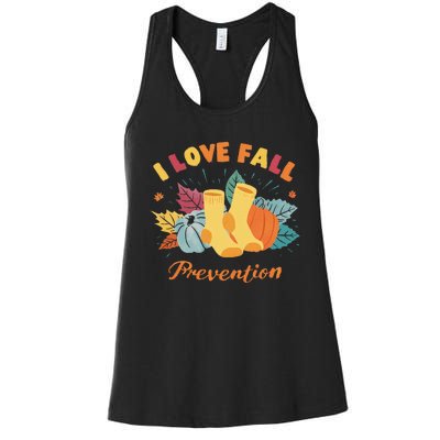 I Love Fall (Prevention) Fall Season Lovers Cute Women's Racerback Tank