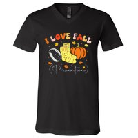 I Love Fall Prevention Autumn Nurse Physical Therapist V-Neck T-Shirt