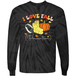 I Love Fall Prevention Autumn Nurse Physical Therapist Tie-Dye Long Sleeve Shirt