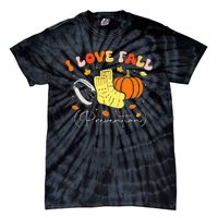 I Love Fall Prevention Autumn Nurse Physical Therapist Tie-Dye T-Shirt