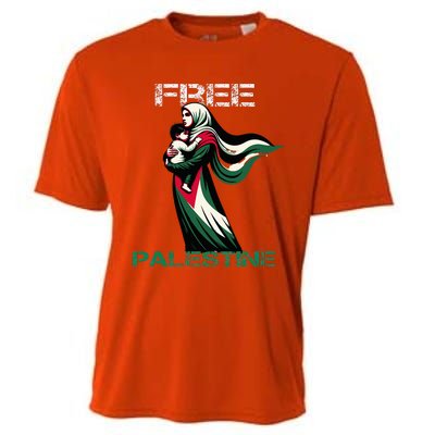 I Love Free Palestine Mother Children Gaza Strip Palestinian Cooling Performance Crew T-Shirt