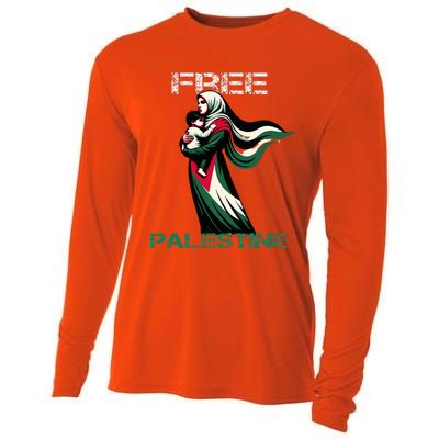 I Love Free Palestine Mother Children Gaza Strip Palestinian Cooling Performance Long Sleeve Crew