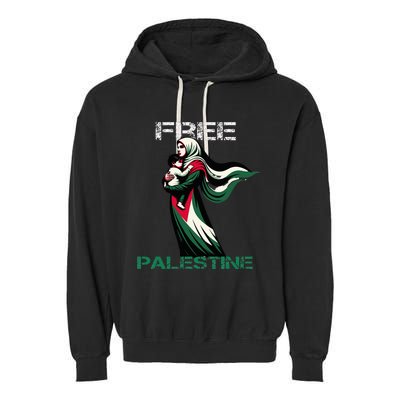 I Love Free Palestine Mother Children Gaza Strip Palestinian Garment-Dyed Fleece Hoodie