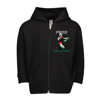 I Love Free Palestine Mother Children Gaza Strip Palestinian Toddler Zip Fleece Hoodie