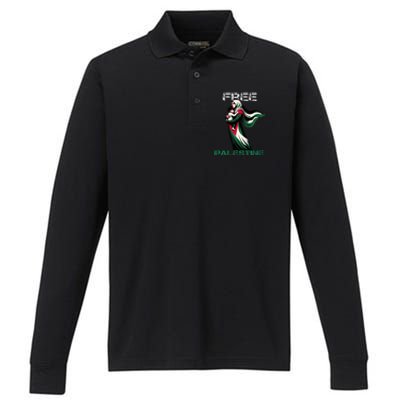 I Love Free Palestine Mother Children Gaza Strip Palestinian Performance Long Sleeve Polo