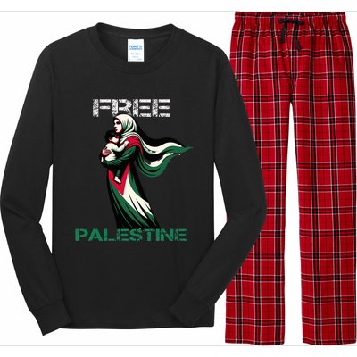 I Love Free Palestine Mother Children Gaza Strip Palestinian Long Sleeve Pajama Set