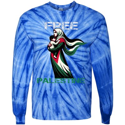 I Love Free Palestine Mother Children Gaza Strip Palestinian Tie-Dye Long Sleeve Shirt