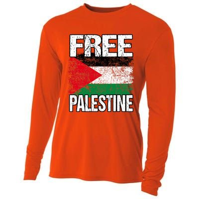 I Love Free Palestine Flag Save Gaza Strip Palestinian Cooling Performance Long Sleeve Crew