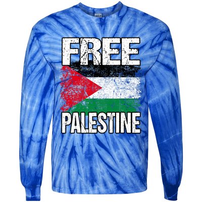 I Love Free Palestine Flag Save Gaza Strip Palestinian Tie-Dye Long Sleeve Shirt