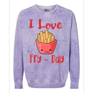 I Love Frycute Giftday French Fries Gift Colorblast Crewneck Sweatshirt