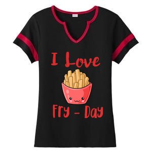 I Love Frycute Giftday French Fries Gift Ladies Halftime Notch Neck Tee