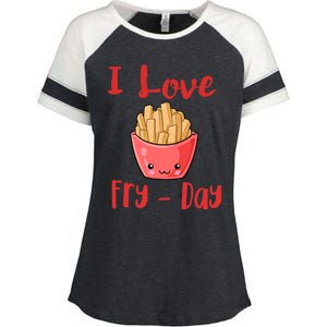 I Love Frycute Giftday French Fries Gift Enza Ladies Jersey Colorblock Tee