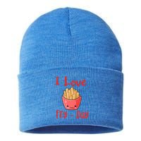 I Love Frycute Giftday French Fries Gift Sustainable Knit Beanie