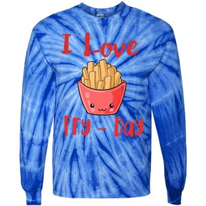 I Love Frycute Giftday French Fries Gift Tie-Dye Long Sleeve Shirt