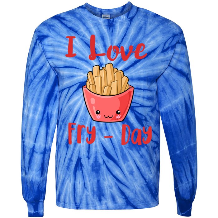 I Love Frycute Giftday French Fries Gift Tie-Dye Long Sleeve Shirt