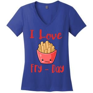 I Love Frycute Giftday French Fries Gift Women's V-Neck T-Shirt