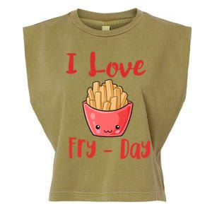 I Love Frycute Giftday French Fries Gift Garment-Dyed Women's Muscle Tee