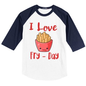 I Love Frycute Giftday French Fries Gift Baseball Sleeve Shirt