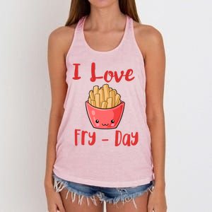 I Love Frycute Giftday French Fries Gift Women's Knotted Racerback Tank