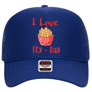 I Love Frycute Giftday French Fries Gift High Crown Mesh Back Trucker Hat