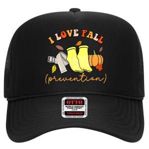 I Love Fall (Prevention) High Crown Mesh Back Trucker Hat