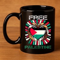 I Love Free Palestine Flag Save Gaza Strip Palestinian 11oz C Handle Ceramic Mug