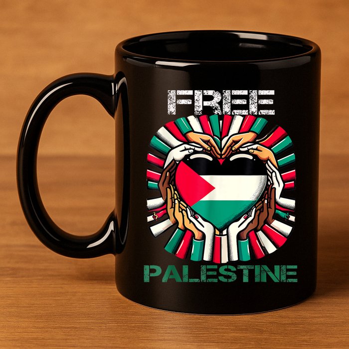 I Love Free Palestine Flag Save Gaza Strip Palestinian 11oz C Handle Ceramic Mug