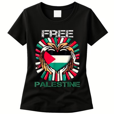 I Love Free Palestine Flag Save Gaza Strip Palestinian Womens T-Shirt