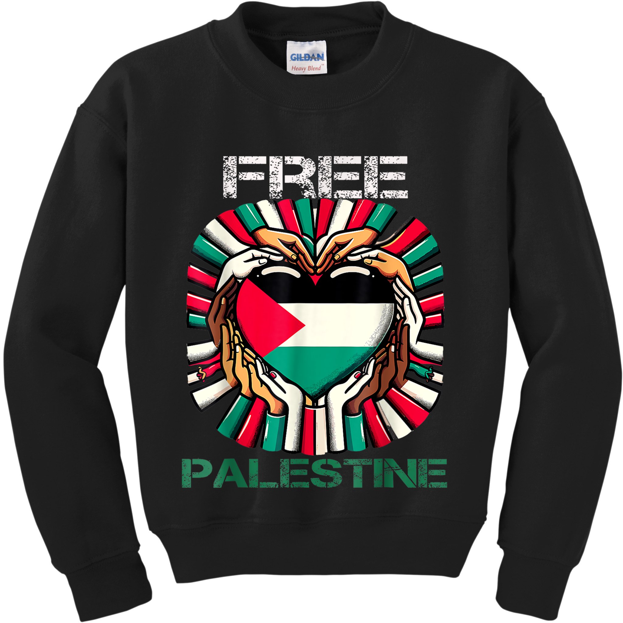 I Love Free Palestine Flag Save Gaza Strip Palestinian Kids Sweatshirt