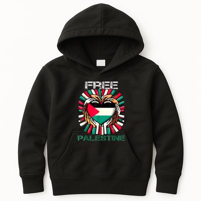 I Love Free Palestine Flag Save Gaza Strip Palestinian Kids Hoodie