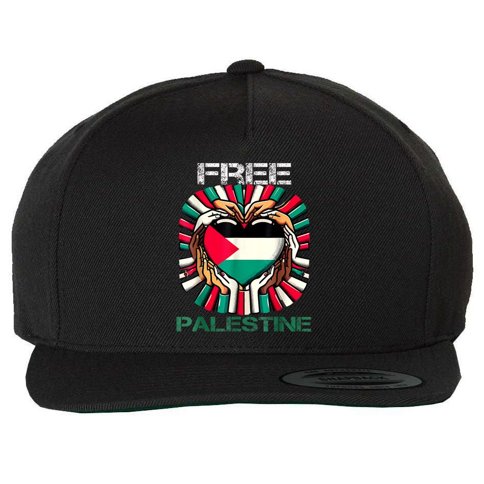 I Love Free Palestine Flag Save Gaza Strip Palestinian Wool Snapback Cap
