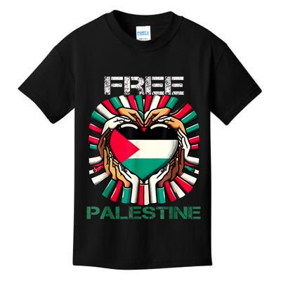I Love Free Palestine Flag Save Gaza Strip Palestinian Kids T-Shirt