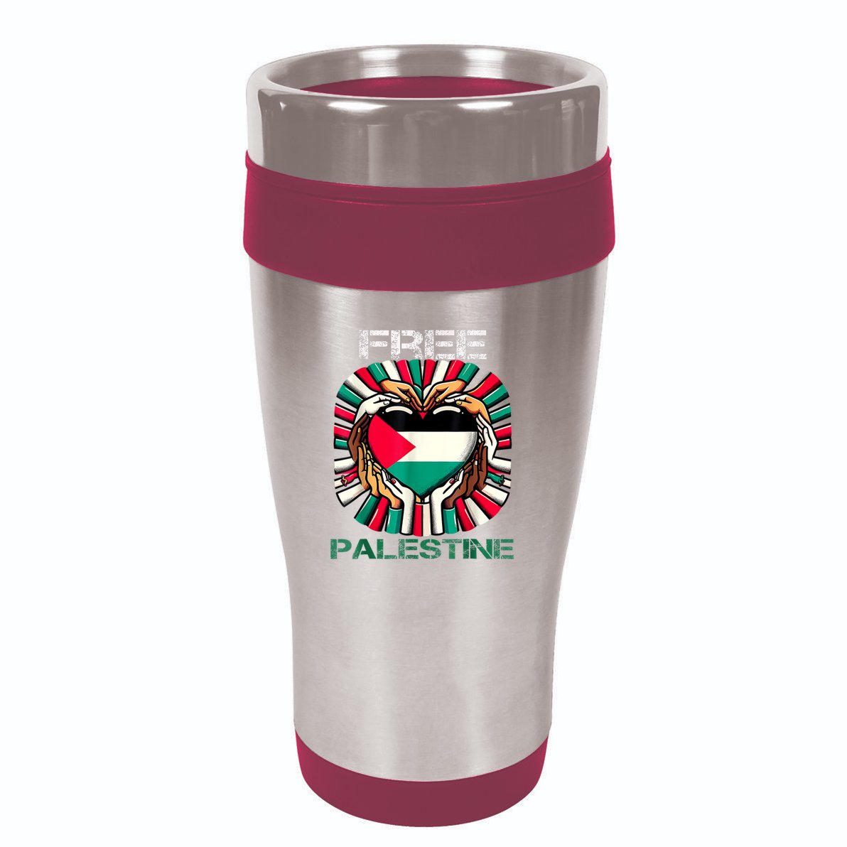 I Love Free Palestine Flag Save Gaza Strip Palestinian 16oz Travel Tumbler