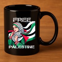 I Love Free Palestine Flag Save Gaza Strip Palestinian 11oz C Handle Ceramic Mug