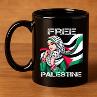 I Love Free Palestine Flag Save Gaza Strip Palestinian 11oz C Handle Ceramic Mug