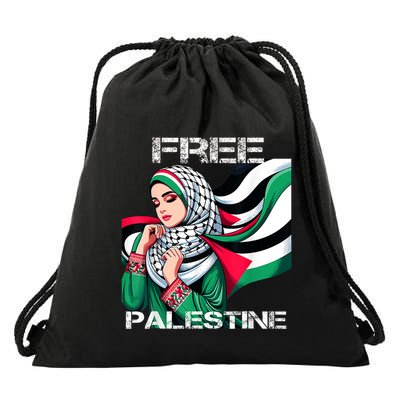I Love Free Palestine Flag Save Gaza Strip Palestinian Drawstring Bag