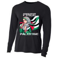 I Love Free Palestine Flag Save Gaza Strip Palestinian Cooling Performance Long Sleeve Crew