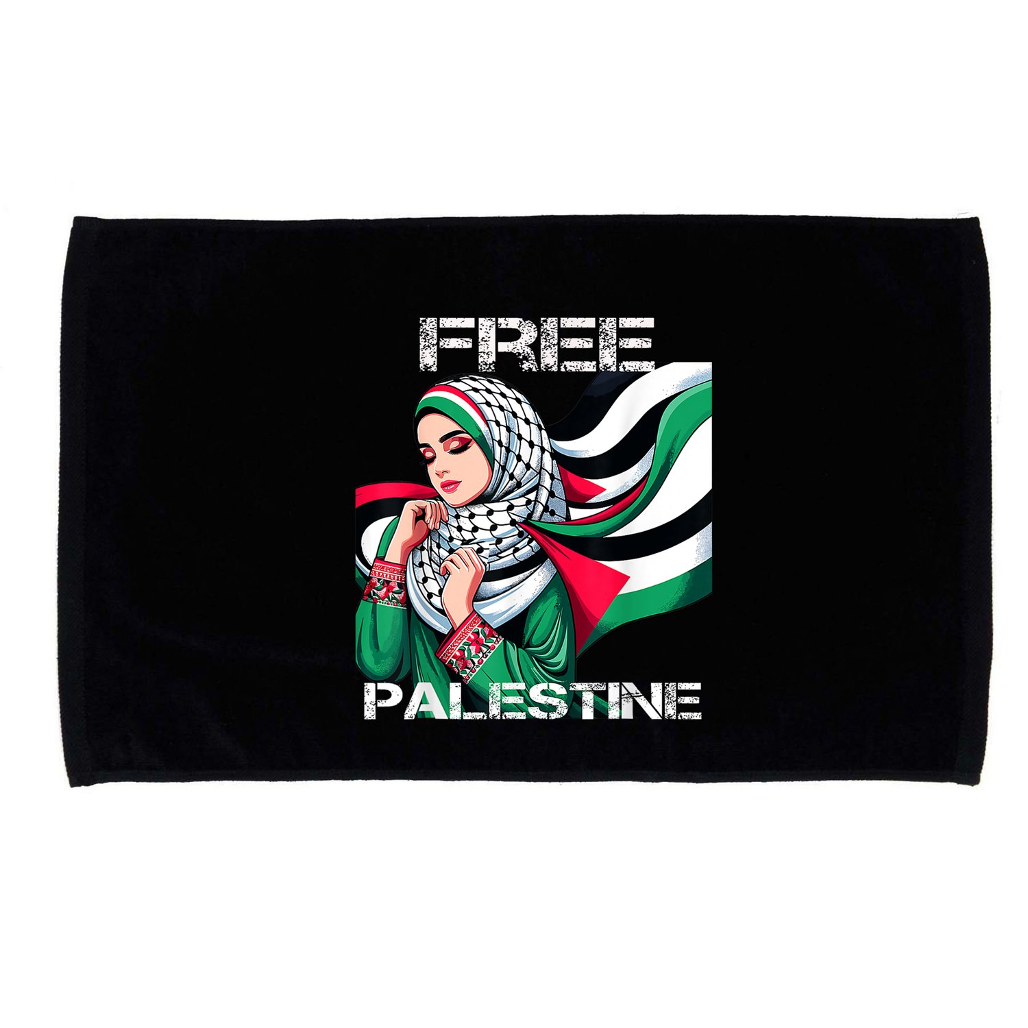 I Love Free Palestine Flag Save Gaza Strip Palestinian Microfiber Hand Towel