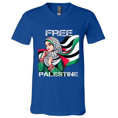 I Love Free Palestine Flag Save Gaza Strip Palestinian V-Neck T-Shirt