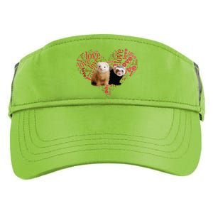 I Love Ferrets Heart Shaped Ferret Lover Gift Adult Drive Performance Visor