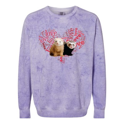 I Love Ferrets Heart Shaped Ferret Lover Gift Colorblast Crewneck Sweatshirt