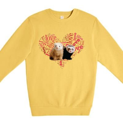 I Love Ferrets Heart Shaped Ferret Lover Gift Premium Crewneck Sweatshirt