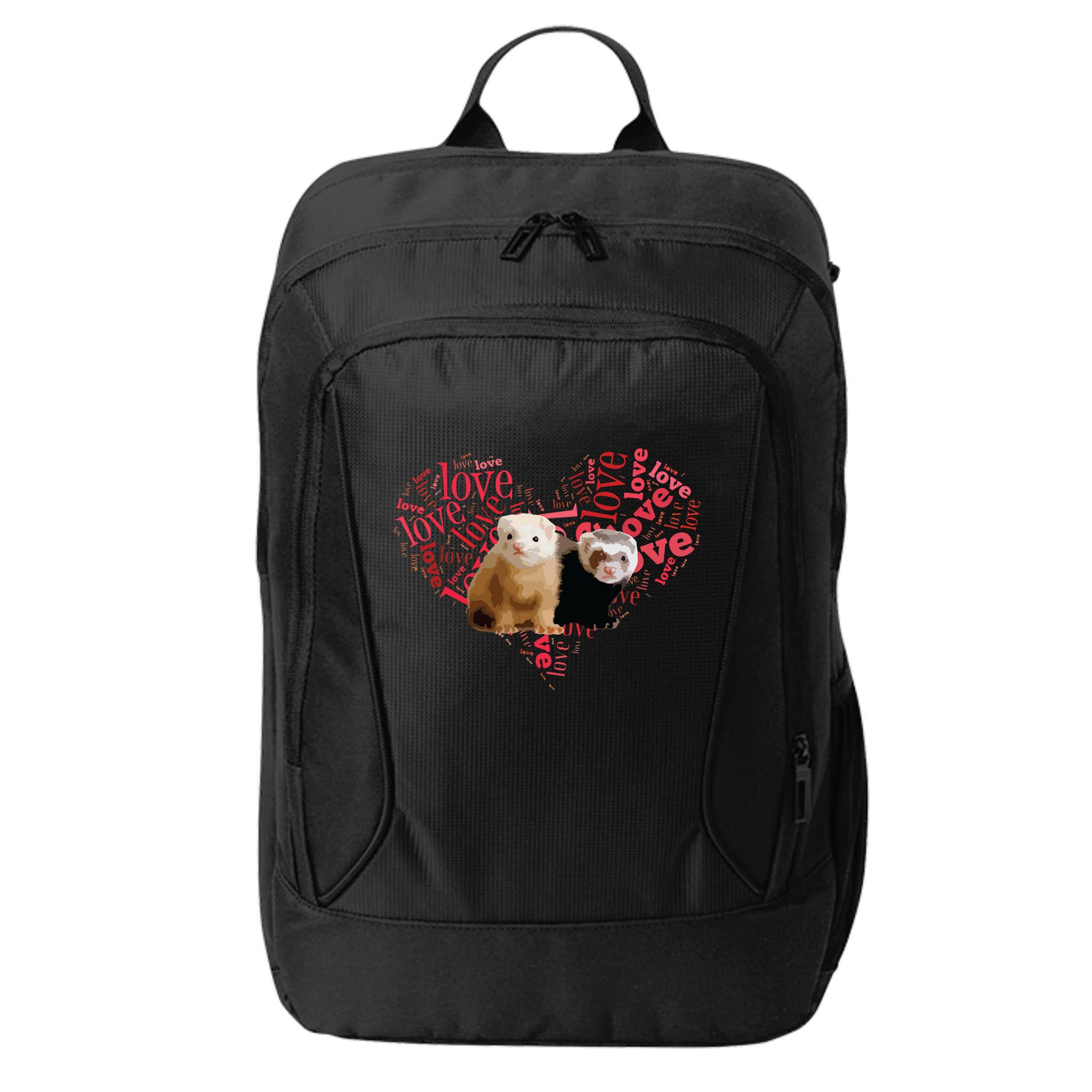 I Love Ferrets Heart Shaped Ferret Lover Gift City Backpack